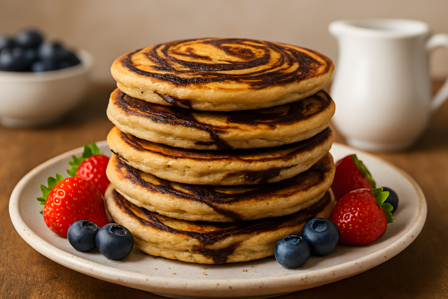 Almond Pulp Chocolate Swirl Pancakes